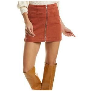 We the Free | Free People Women's Orange Zip Up Boho Festival Mini Skirt Sz 28